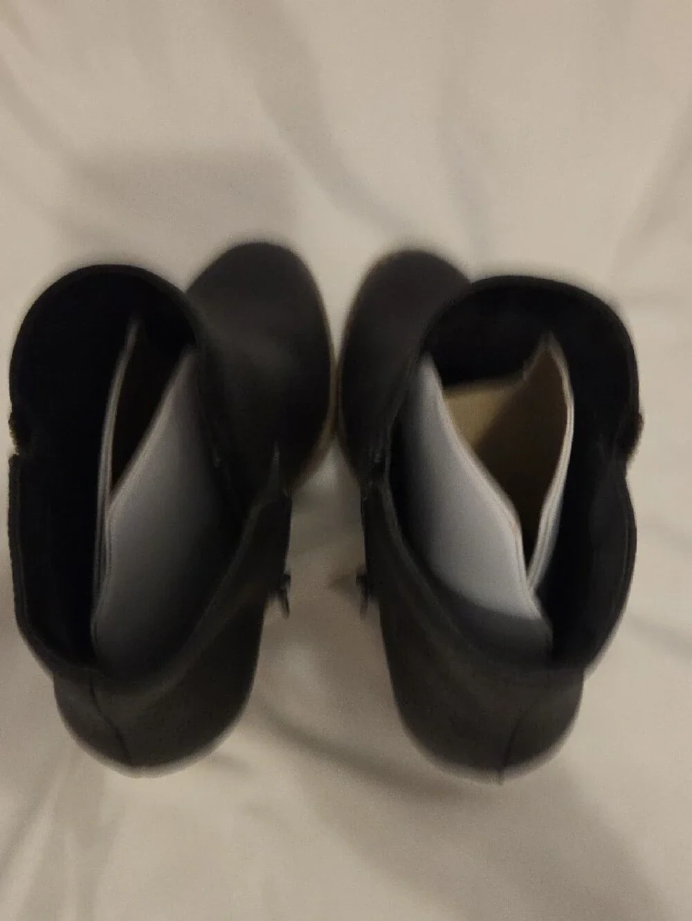 a.n.a Black Ankle Booties with Stacked Brown Heel
